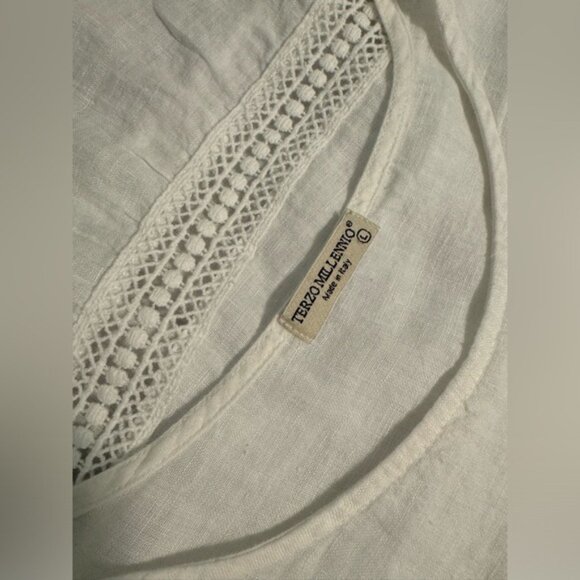 Terzo Millennio - linen and crochet long sleeve tunic - Picture 10 of 10